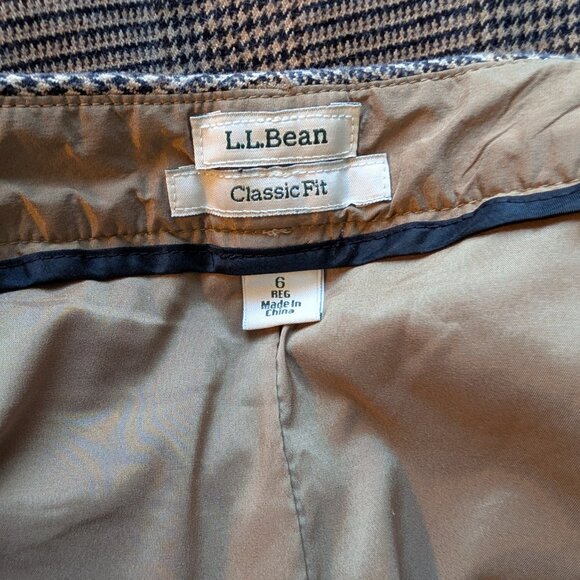 L.L. Bean Cotton Houndstooth Plaid Classic Fit Trousers Size 6 Reg Academia Prep - Picture 8 of 10